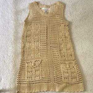 Diane Von Furstenberg Beige Crochet Sleeveless Dress